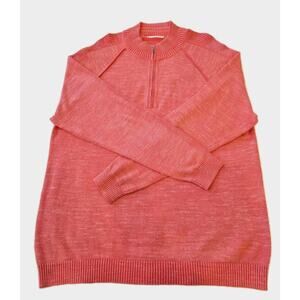 Tommy Bahama Men's XL Di Sabbia Half Zip Sweater Coral 100% Cotton Coastal wear